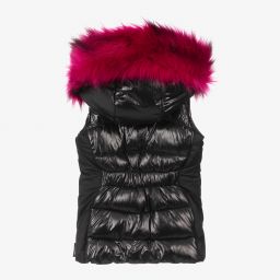 Pilguni-Girls Black Puffer Gilet | Childrensalon Outlet