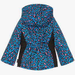 Pilguni-Голубая лыжная куртка с леопардовым принтом | Childrensalon Outlet