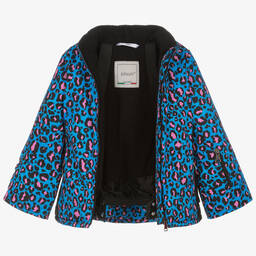 Pilguni-Голубая лыжная куртка с леопардовым принтом | Childrensalon Outlet