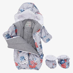 Pilguni-Серебристый зимний комбинезон с цветами для малышей | Childrensalon Outlet