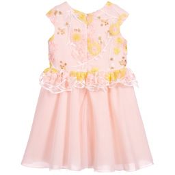 Pili Carrera-Pink Embroidered Tulle Dress | Childrensalon Outlet
