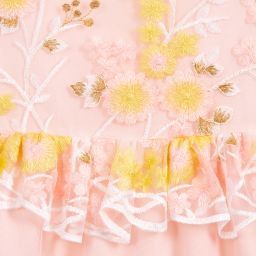 Pili Carrera-Pink Embroidered Tulle Dress | Childrensalon Outlet