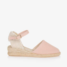 Pisamonas-Girls Pink & Beige Espadrille Wedges | Childrensalon Outlet