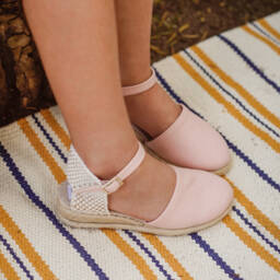 Pisamonas-Girls Pink & Beige Espadrille Wedges | Childrensalon Outlet