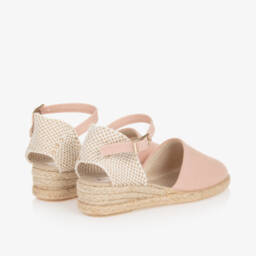 Pisamonas-Girls Pink & Beige Espadrille Wedges | Childrensalon Outlet