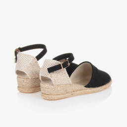 Pisamonas-Girls Wedge Black & Beige Espadrilles | Childrensalon Outlet