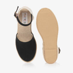 Pisamonas-Girls Wedge Black & Beige Espadrilles | Childrensalon Outlet