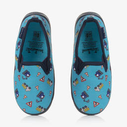 Playshoes-Blue Construction Slippers | Childrensalon Outlet
