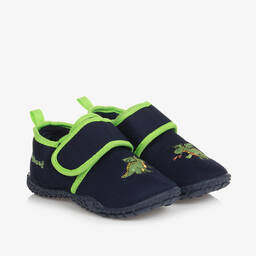 Playshoes-سليبرز كانفاس لون كحلي وأخضر | Childrensalon Outlet