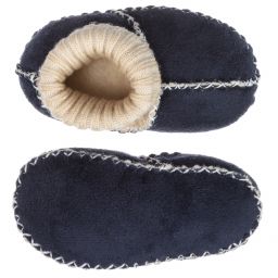 Playshoes-Blue Wool-Lined Slippers | Childrensalon Outlet