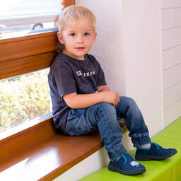 Playshoes-Boys Blue Monster Slipper | Childrensalon Outlet
