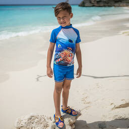 Playshoes-Синяя футболка и шорты-плавки для мальчиков (UPF50+) | Childrensalon Outlet