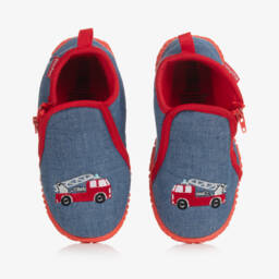 Playshoes-Boys' Denim Fire Truck Slippers | Childrensalon Outlet