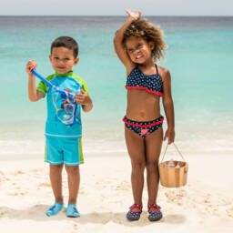 Playshoes-Зелено-голубой топ с шортами для мальчиков (UPF50+) | Childrensalon Outlet