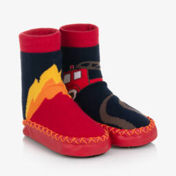 Playshoes-Boys Fire Truck Cozy Socks | Childrensalon Outlet