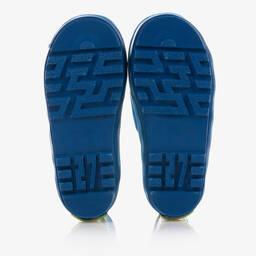 بلاي شوز-بوت واقي من المطر مطاط لون أخضر وأزرق للأولاد | Childrensalon Outlet