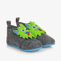 Playshoes-Boys Grey Monster Slippers | Childrensalon Outlet