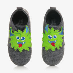 Playshoes-Boys Grey Monster Slippers | Childrensalon Outlet