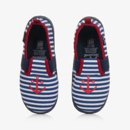 Playshoes-Boys Nautical Striped Slippers | Childrensalon Outlet