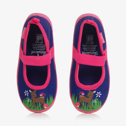 Playshoes-Gils Pink & Blue Slippers | Childrensalon Outlet