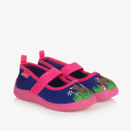 Playshoes-Gils Pink & Blue Slippers | Childrensalon Outlet