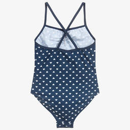 Playshoes-Girls Blue & Red Hearts Swimsuit (UPF50+) | Childrensalon Outlet