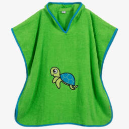 Playshoes-Girls Green Hooded Towel Poncho | Childrensalon Outlet