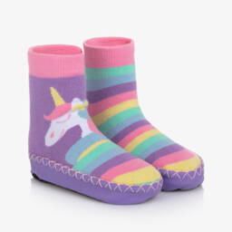 Playshoes-Girls Lavender Enchanted Slipper Socks | Childrensalon Outlet