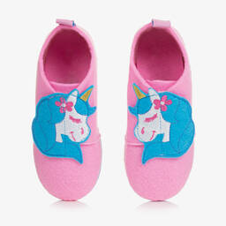 Playshoes-Pink Unicorn Slippers  | Childrensalon Outlet