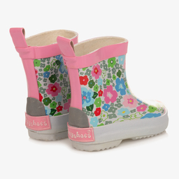 Playshoes-White & Pink Floral Rain Boots | Childrensalon Outlet