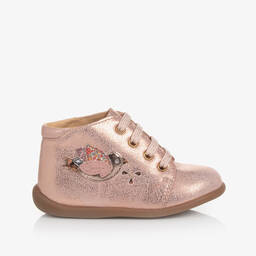 Pom d'Api-Baby Girls Pink Leather First Walker Boots | Childrensalon Outlet