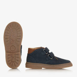 Pom d'Api-Boys Blue Suede Leather Boots | Childrensalon Outlet