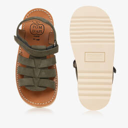 Pom d'Api-Boys Khaki Green Suede Leather Sandals | Childrensalon Outlet
