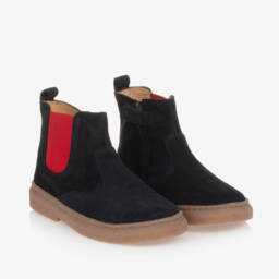 Pom d'Api-Boys Midnight Suede Leather Boots | Childrensalon Outlet