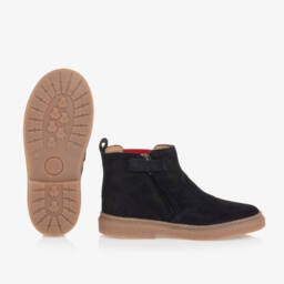 Pom d'Api-Boys Midnight Suede Leather Boots | Childrensalon Outlet