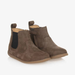 Pom d'Api-Boys Taupe Suede First Walkers | Childrensalon Outlet