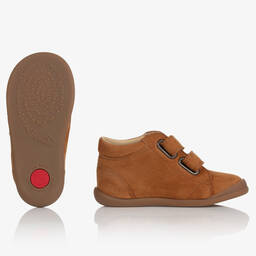 Pom d'Api-Brown Leather Velcro Boots | Childrensalon Outlet