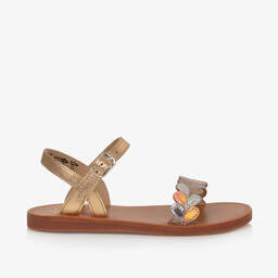 Pom d'Api-صندل بإبزيم جلد لون ذهبي للبنات | Childrensalon Outlet
