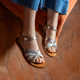 Pom d'Api-Girls Metallic Gold Animal Print Sandals | Childrensalon Outlet