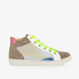 Pom d'Api-Girls Metallic Suede Lace-Up Trainers | Childrensalon Outlet