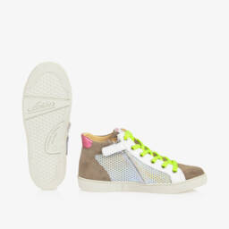 Pom d'Api-Girls Metallic Suede Lace-Up Trainers | Childrensalon Outlet