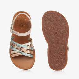 Pom d'Api-Girls Pink & Gold Leather Sandals | Childrensalon Outlet