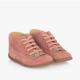 Pom d'Api-Girls Pink Suede Leather Walker Boots | Childrensalon Outlet