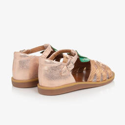 Pom d'Api-Girls Rose Gold Leather Pineapple Sandals | Childrensalon Outlet