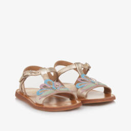 Pom d'Api-Золотистые блестящие сандалии с пряжкой для девочек | Childrensalon Outlet