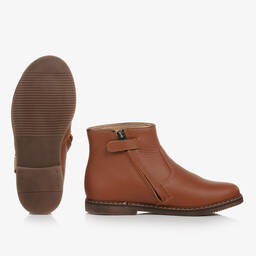 Pom d'Api-Girls Tan Leather Feather Boots | Childrensalon Outlet