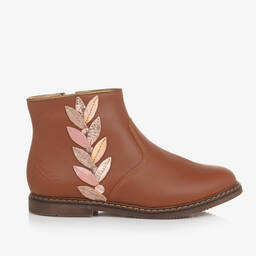Pom d'Api-Girls Tan Leather Feather Boots | Childrensalon Outlet