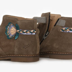 Pom d'Api-Girls Taupe Suede Ankle Boots | Childrensalon Outlet