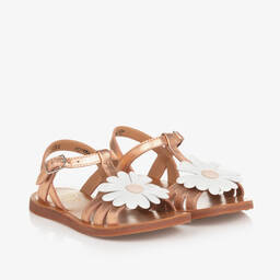 Pom d'Api-صندل بإبزيم جلد لون ذهبي متاليك للبنات | Childrensalon Outlet