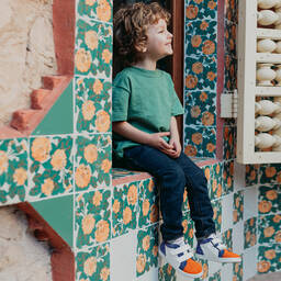 Pom d'Api-Бело-оранжевые кожаные кроссовки | Childrensalon Outlet